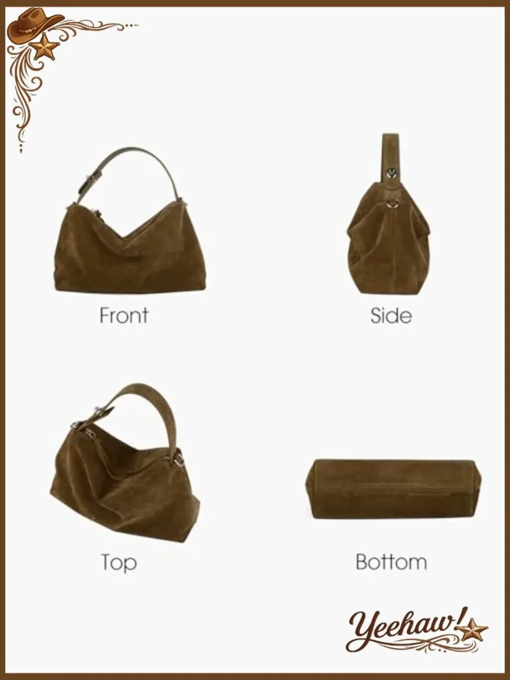 Premium Suede Leather Crossbody Bag Tote Shoulder Bag Hobo Purse - Picture 3 of 7